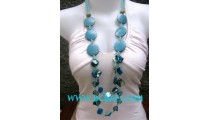 Blue Color Wooden Necklaces Painted