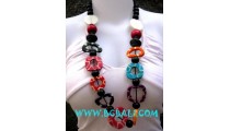 Wood And Bone Painted Necklaces