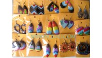 Wooden Painted Earrings Handmade