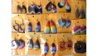 Wooden Painted Earrings Handmade