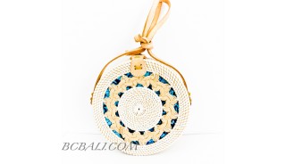 Ata Rattan Circle  Bags & Strap  White Color Design Gendhis Braid