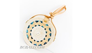 Ata Rattan Circle  Bags & Strap  White Color Design Gendhis Braid