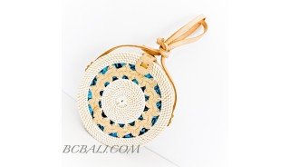 Ata Rattan Circle  Bags & Strap  White Color Design Gendhis Braid