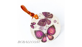 New Style Sling Bags Circle Rattan Rafia With Beautiful Decoration