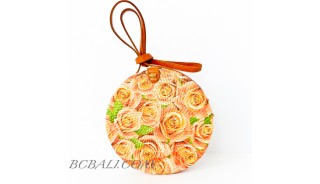 New Style Sling Bags Circle Rattan Rafia With Beautiful Decoration