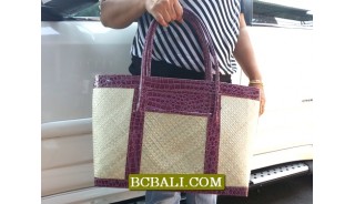 Balinese Handmade Pandanus Handbags Leather