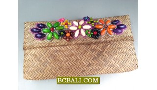 Beaded Rattan Natural Wallet Purses Design