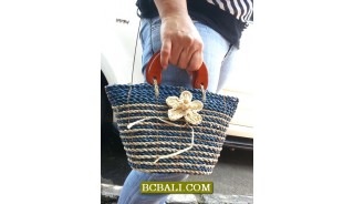 Casual Handbags Women Straw Flowers