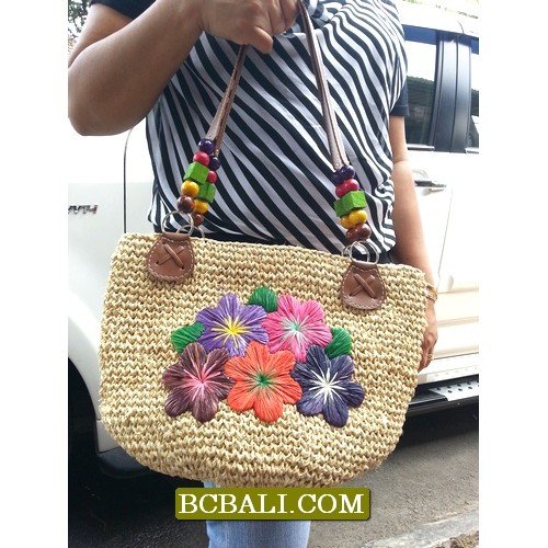 Embroidery Handmade Straw Bags Flowers ethnic fashion handmade women