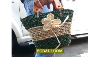 Hand Bags Straw Roupe Flowers