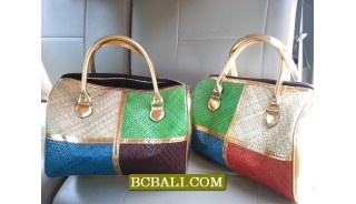 Ladies Handmade Travel Handbags Mix Color Straw