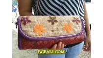 Jute Wallet Purses Natural Flowers