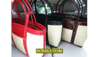 Balinese Handmade Pandanus Handbags Leather