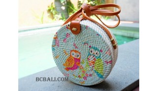 women fashion sling bags rattan circle with decorative