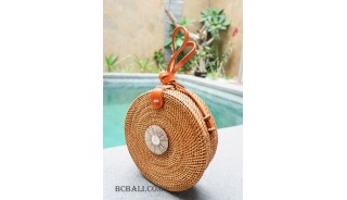 sling bags circle rattan with sea shells accessories
