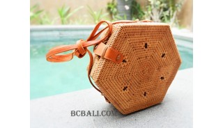 Shape rattan ata sling bags natural handmade