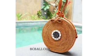 bali rattan sling bags rattan with seashells