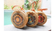 ethnic wooden with rattan circle sling bags handmade