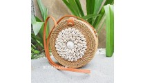 cowrie shells circle sling bags rattan handmade bali