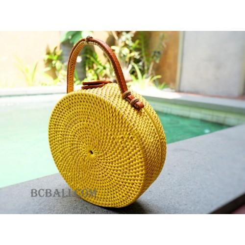 yellow rattan bag