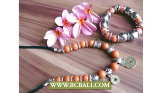 Stone Beads Acrilic Bracelet Sets Necklace