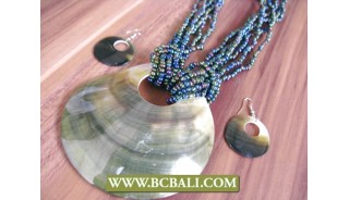 Bali Seashells Mother Pearls Pendants Necklace