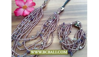 Balinese Designs Stone Charms Necklace Sets 