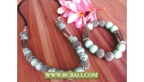 Turquoise Beaded Stone Necklace Bracelets Sets