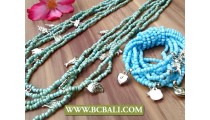 Charm Bead Necklace Long Strand Sets