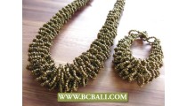 Golden Beads Necklaces Sets Braceleys