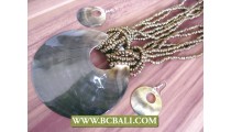 Mother of Pearls Pendant Necklace Golden Bead