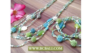 Multi Strand Beads Necklace with Bracelets Sets