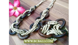 Organic Wood Necklace Set Bracelet Stretch