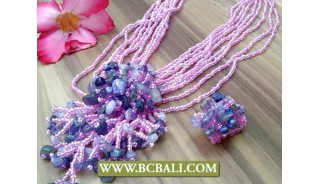 Purple Beauty Necklaces Pendant Stone Sets