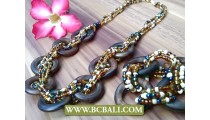 Wooden Wrapted Beads Circle Necklace sets