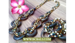 Wooden Wrapted Beads Circle Necklace sets