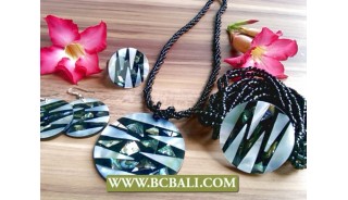 Abalone White Shells Pendant Bead Sets