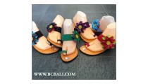 Bali Leather Two Covering Flower Wedges