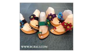 Bali Leather Two Covering Flower Wedges