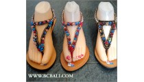 Bali Leather Wedges Sandal Full Beading