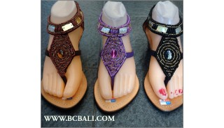 Bohemia Wedges Glass Beads Leather