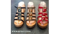 Fashion Shoes Leather Sandals Beaded High Heels