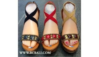 High Heels Leather Wedges Beads Fashion