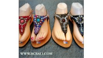 Bali Strappy Sandals Slippers Beads Leathers