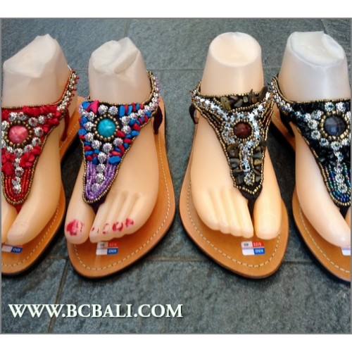 Bali Strappy Sandals Slippers Beads Leathers - bali strappy sandals ...
