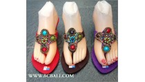 Indian Bead Stone Suede Wedges Footwear