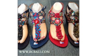 Stone Beaded Wedges Sandals Suede Bali - wedges beads sandals bali ...