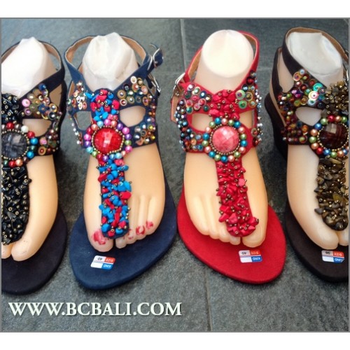 Stone Beaded Wedges Sandals Suede Bali - wedges beads sandals bali ...