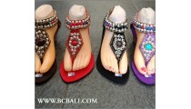 Wedges Full Beading Fringed Sandals