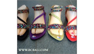 Bali Seed Fringed Sandals Beaded